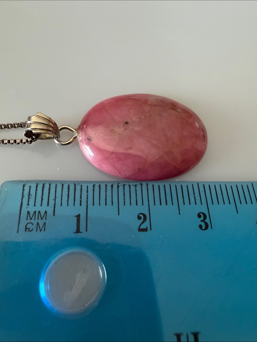 Vintage 925 sterling silver necklace with natural pink gemstone - Picture 7 of 11